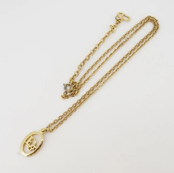 CHRISTIAN DIOR ✨️ Necklace Oval GP Plated Gold - Picture 9 of 11